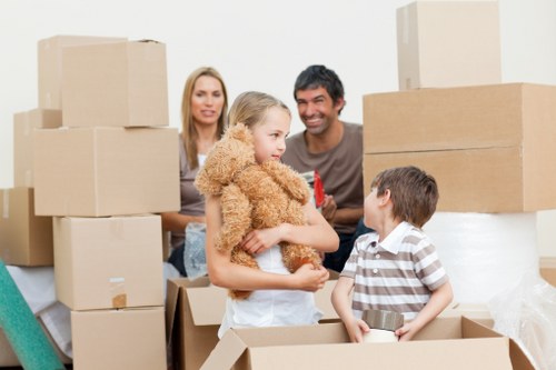 Professional man and van helping with a flat move in Wimbledon